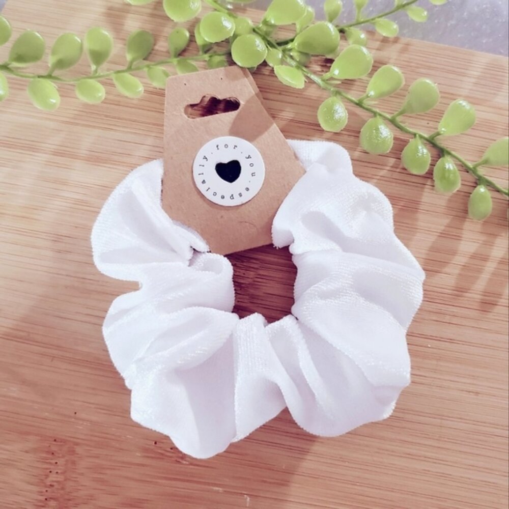 New White Velvet Scrunchie